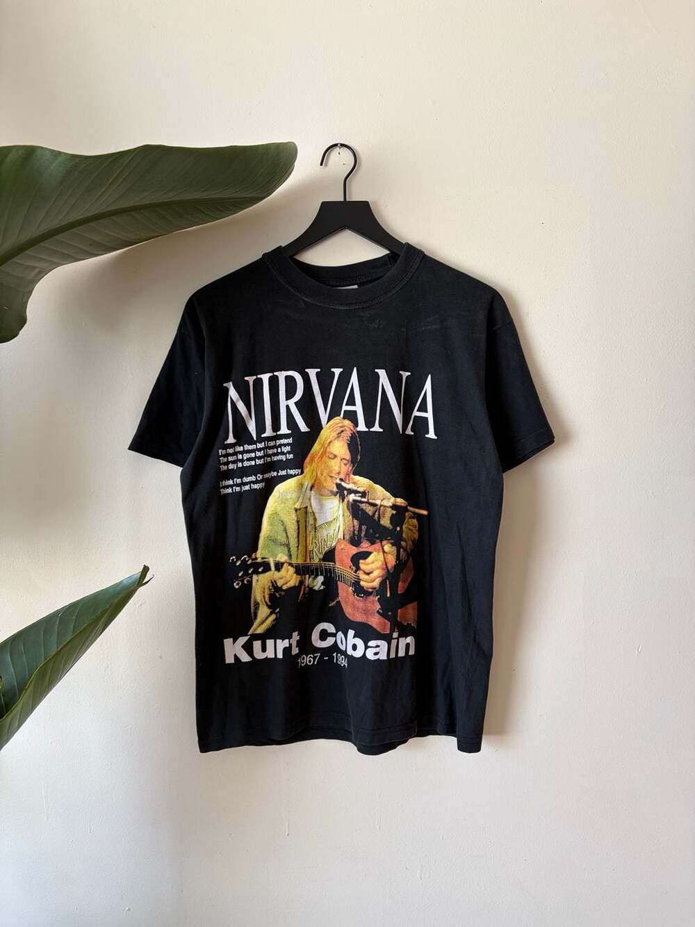 90s Euro Nirvana Kurt Cobain Size M Black T-Shirt